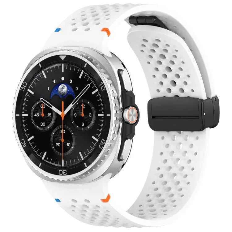 Pulseira de Relógio em Silicone Respirável com Fecho Magnético Preto e Padrão de Colmeia, Para Samsung Galaxy Watch8 / Watch8 Classic