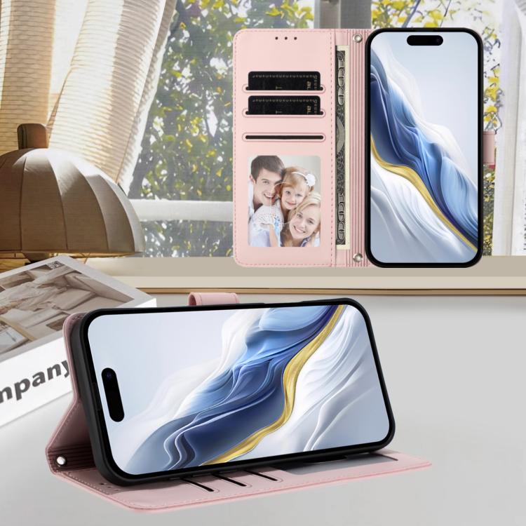 Capa para Telemóvel em Couro com Gato em Relevo e Coração com Alça de Mão, Para iPhone Air, Para iPhone 16 Pro Max, Para iPhone 16 Pro, Para iPhone 16 Plus