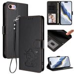 Capa de telemóvel em pele com relevo de coração e gato com alça de mão, Para iPhone 14 Pro Max, Para iPhone 7 / 8 / SE 2022, Para iPhone 13 Pro Max, Para iPhone 13 Pro