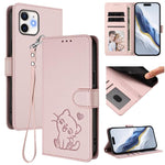 Capa de telemóvel em pele com relevo de gato em forma de coração e alça de mão, Para iPhone 11 Pro Max, Para iPhone 11, Para iPhone 11 Pro, Para iPhone X / XS