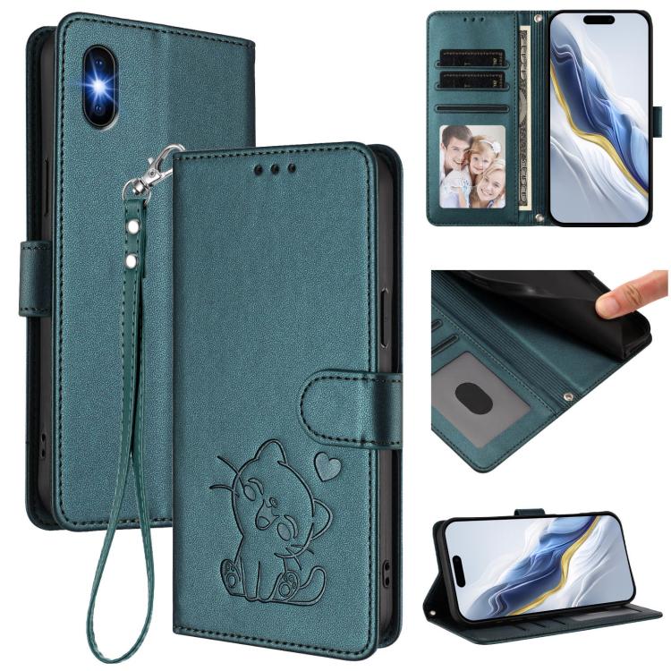 Capa de telemóvel em pele com relevo de gato em forma de coração e alça de mão, Para iPhone 11 Pro Max, Para iPhone 11, Para iPhone 11 Pro, Para iPhone X / XS