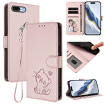Capa de telemóvel em pele com relevo de gato em forma de coração e alça de mão, Para iPhone XR, Para iPhone XS Max, Para iPhone 7 Plus / 8 Plus