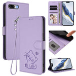 Capa de telemóvel em pele com relevo de gato em forma de coração e alça de mão, Para iPhone XR, Para iPhone XS Max, Para iPhone 7 Plus / 8 Plus