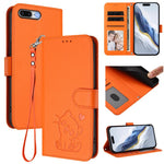 Capa de telemóvel em pele com relevo de gato em forma de coração e alça de mão, Para iPhone XR, Para iPhone XS Max, Para iPhone 7 Plus / 8 Plus