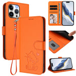 Capa de telemóvel em pele com relevo de coração e gato com alça de mão, Para iPhone 14 Pro Max, Para iPhone 7 / 8 / SE 2022, Para iPhone 13 Pro Max, Para iPhone 13 Pro