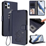 Capa de telemóvel em pele com relevo de gato em forma de coração e alça de mão, Para iPhone 11 Pro Max, Para iPhone 11, Para iPhone 11 Pro, Para iPhone X / XS