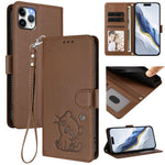 Capa de telemóvel em pele com relevo de gato em forma de coração e alça de mão, Para iPhone 11 Pro Max, Para iPhone 11, Para iPhone 11 Pro, Para iPhone X / XS