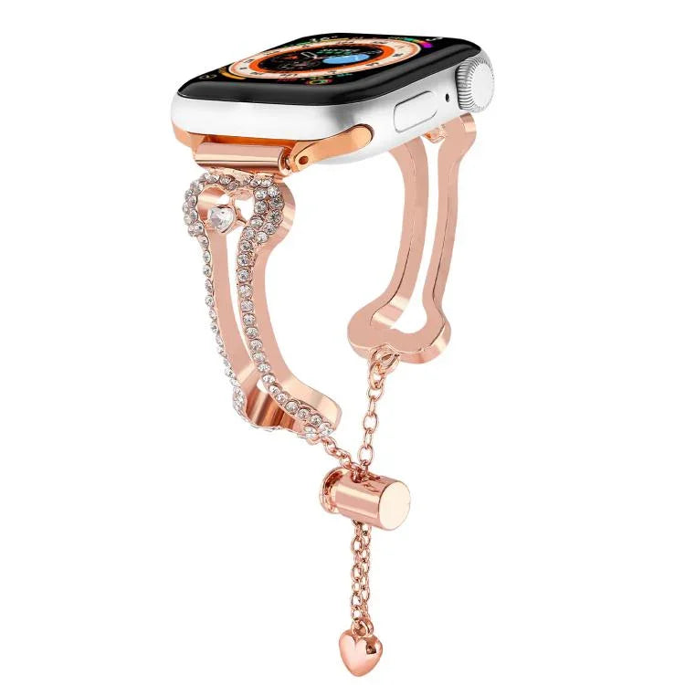 Pulseira de Relógio Metálica com Diamantes em Forma de Corrente Óssea, Para Apple Watch 46mm / 49mm / 45mm / 44mm, Para Apple Watch 42mm / 41mm / 40mm / 38mm