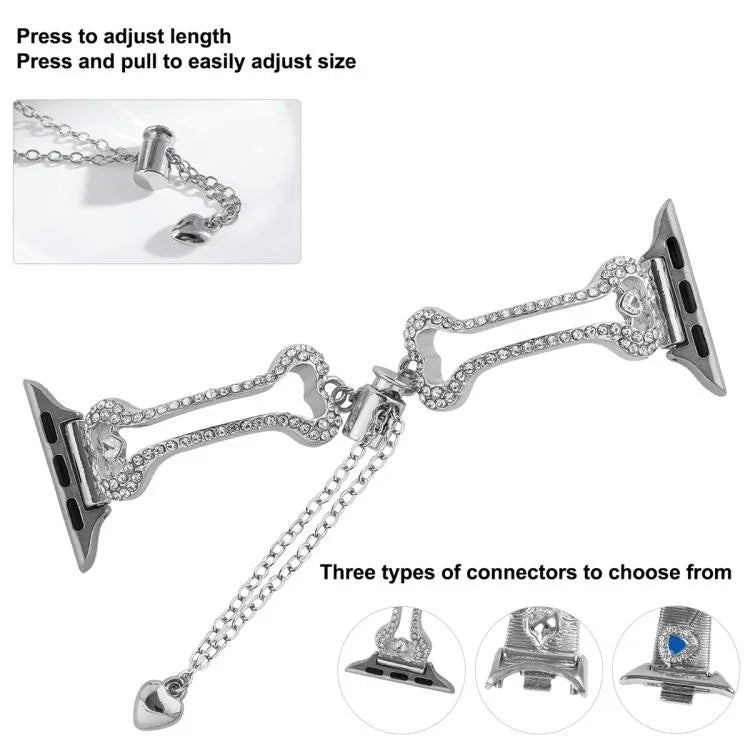 Pulseira de Relógio Metálica com Diamantes em Forma de Corrente Óssea, Para Apple Watch 46mm / 49mm / 45mm / 44mm, Para Apple Watch 42mm / 41mm / 40mm / 38mm