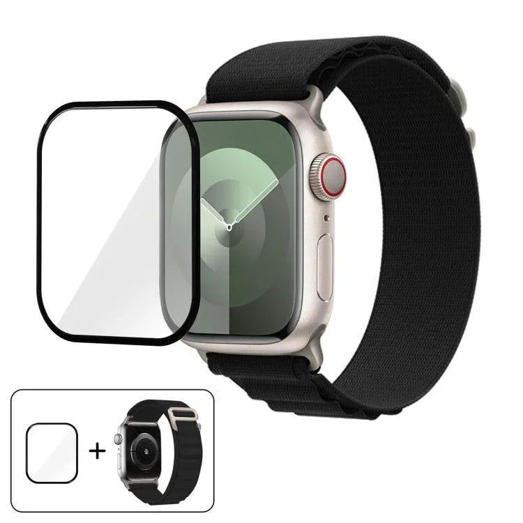 Pulseira de Relógio em Nylon com Loop e Filme Curvo 3D, Para Apple Watch Série 10 46mm