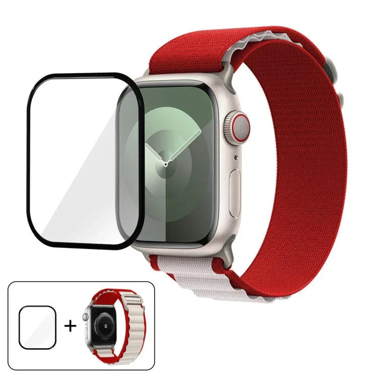 Pulseira de Relógio em Nylon com Loop e Filme Curvo 3D, Para Apple Watch Série 10 46mm
