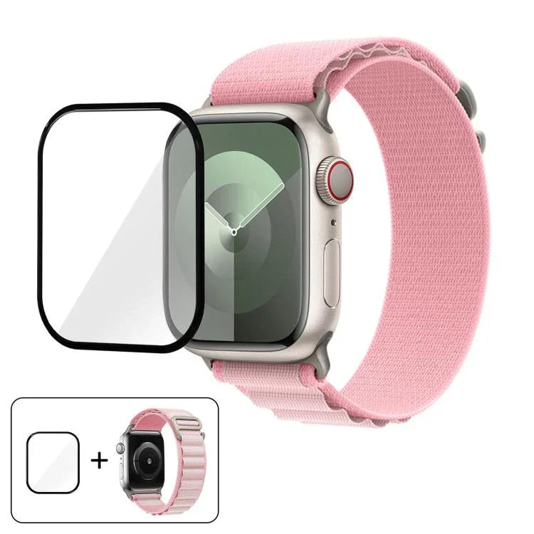 Pulseira de Relógio em Nylon com Loop e Filme Curvo 3D, Para Apple Watch Série 10 42mm