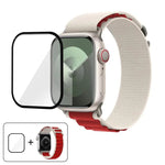 Correia de Relógio em Nylon com Fivela e Filme Curvo 3D, Para Apple Watch Series 45mm