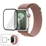 Correia de Relógio em Nylon com Fivela e Filme Curvo 3D, Para Apple Watch Series 45mm
