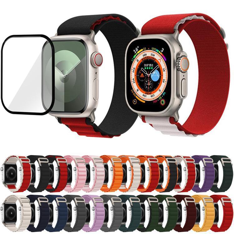 Correia de Relógio em Nylon com Fivela e Filme Curvo 3D, Para Apple Watch Series 41mm