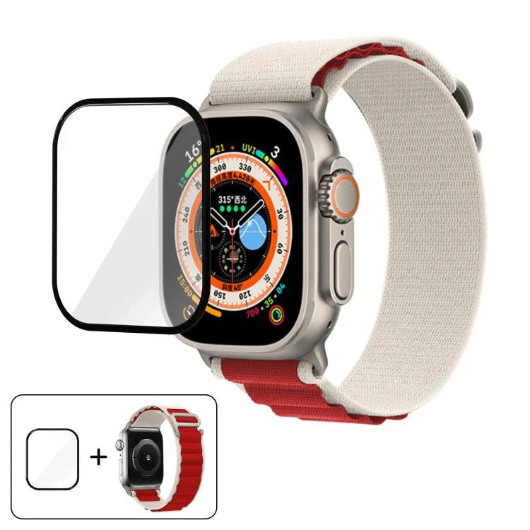 Correia de Relógio em Nylon com Fivela e Filme Curvo 3D, Para Apple Watch Ultra 2 / 1 49mm