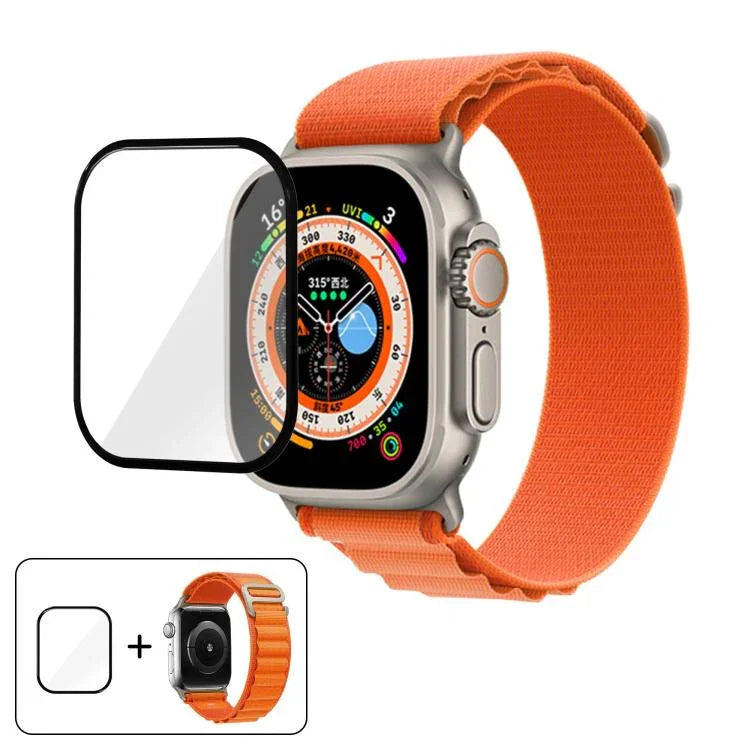 Correia de Relógio em Nylon com Fivela e Filme Curvo 3D, Para Apple Watch Ultra 2 / 1 49mm