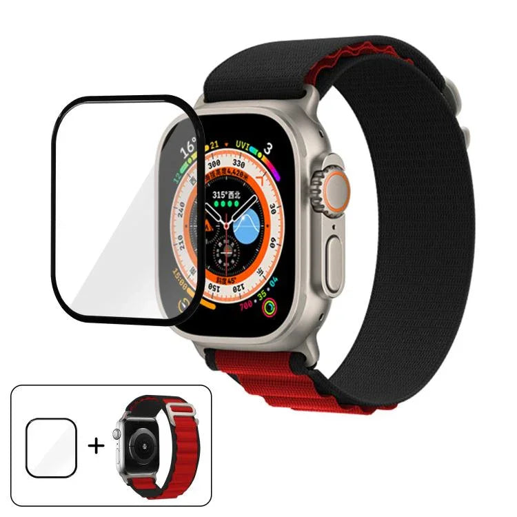 Correia de Relógio em Nylon com Fivela e Filme Curvo 3D, Para Apple Watch Ultra 2 / 1 49mm