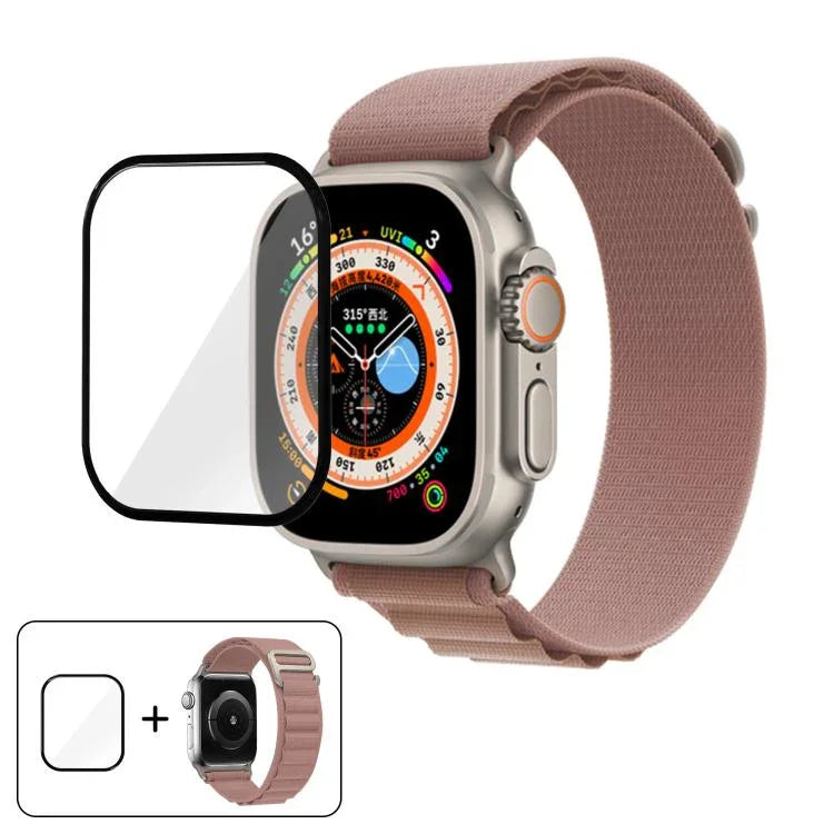 Correia de Relógio em Nylon com Fivela e Filme Curvo 3D, Para Apple Watch Ultra 2 / 1 49mm