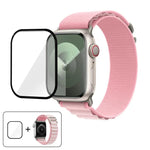 Correia de Relógio em Nylon com Fivela e Filme Curvo 3D, Para Apple Watch Series 38mm