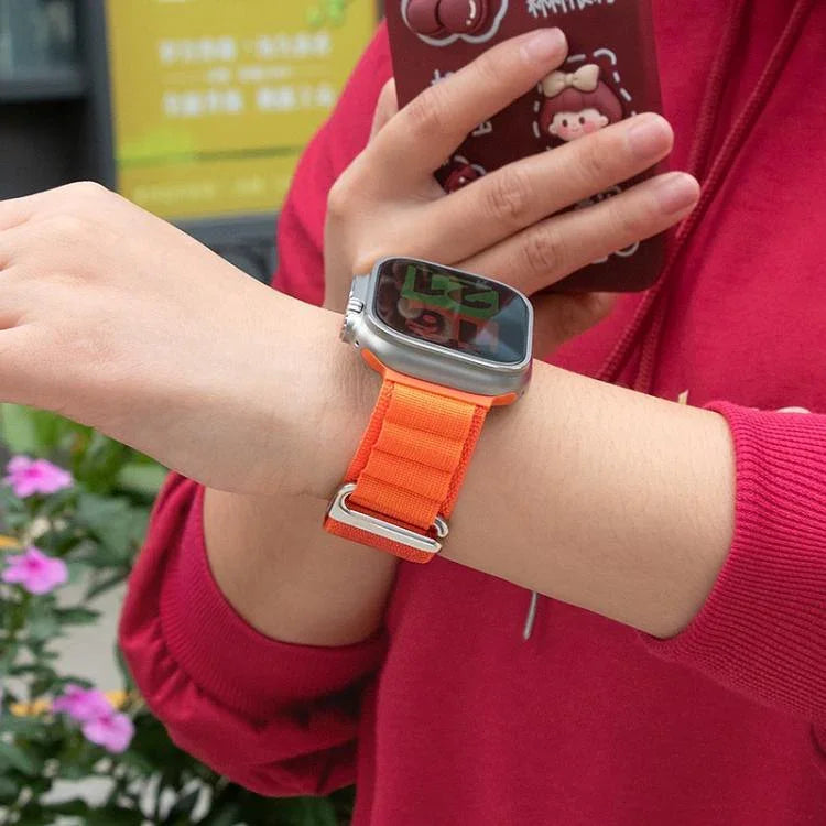 Correia de Relógio em Nylon com Fivela e Filme Curvo 3D, Para Apple Watch Series 45mm