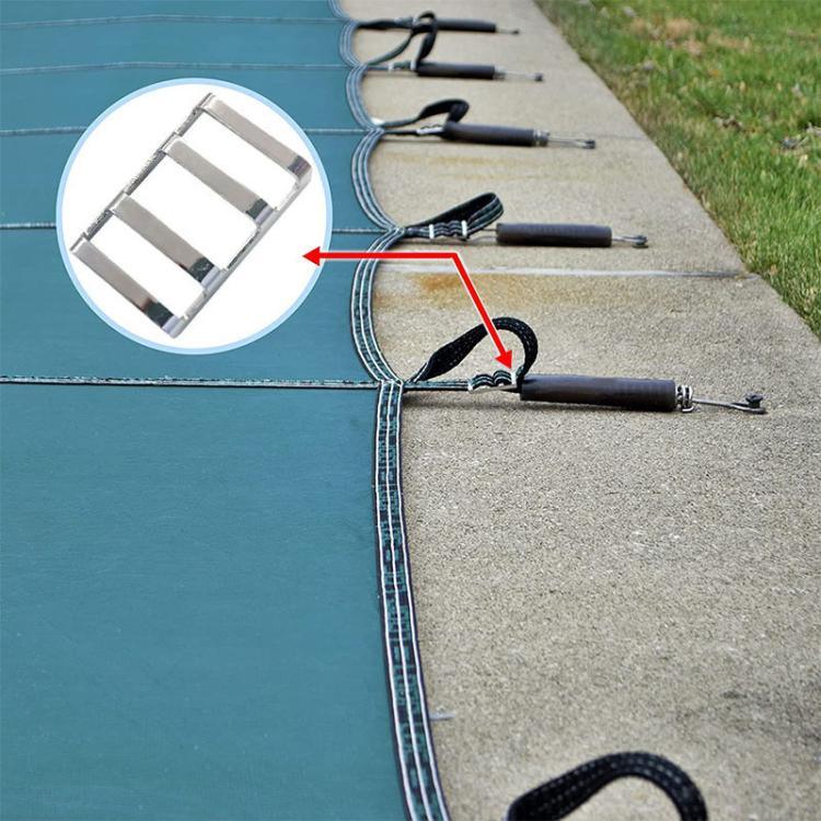 Cobertura de Segurança para Piscina com Malha e Fivela de Aço Inoxidável, Fivela Fixa para Piscina, 3 peças / Pacote