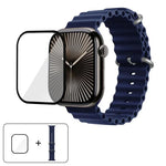 Correia de Relógio em Silicone Ocean com Filme Curvo 3D, Para Apple Watch Series 10 46mm, Para Apple Watch Series 10 42mm, Para Apple Watch Series 44mm