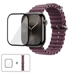 Correia de Relógio em Silicone Ocean com Filme Curvo 3D, Para Apple Watch Series 10 46mm, Para Apple Watch Series 10 42mm, Para Apple Watch Series 44mm