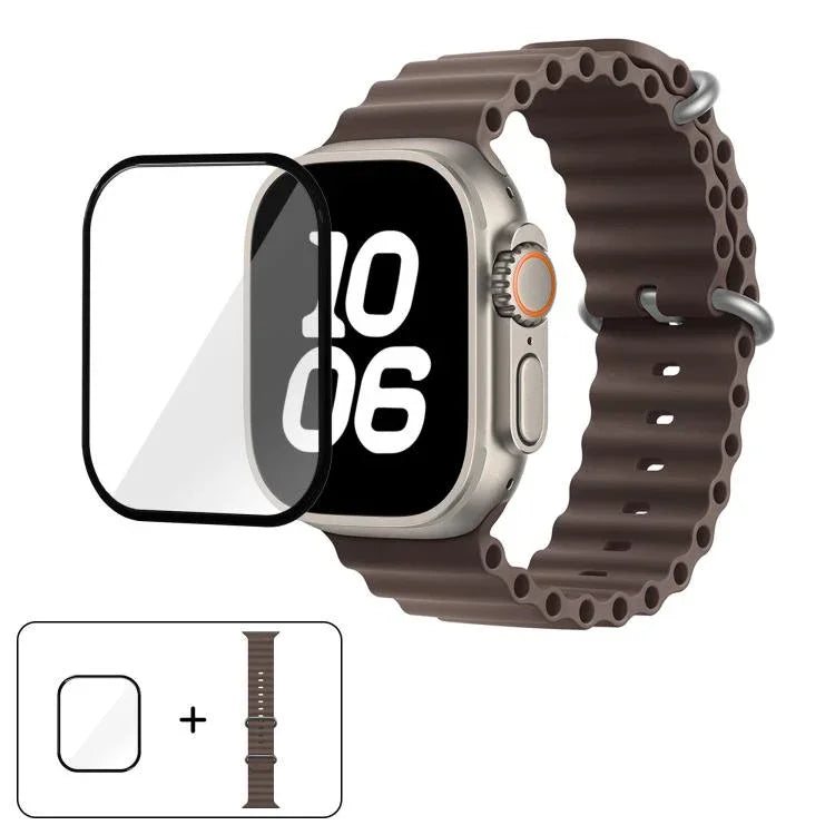 Correia de Relógio em Silicone Ocean com Filme Curvo 3D, Para Apple Watch Series 40mm, Para Apple Watch Ultra 2 / 1 49mm, Para Apple Watch Series 45mm