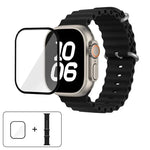 Correia de Relógio em Silicone Ocean com Filme Curvo 3D, Para Apple Watch Series 40mm, Para Apple Watch Ultra 2 / 1 49mm, Para Apple Watch Series 45mm
