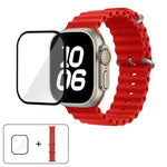 Correia de Relógio em Silicone Ocean com Filme Curvo 3D, Para Apple Watch Series 40mm, Para Apple Watch Ultra 2 / 1 49mm, Para Apple Watch Series 45mm