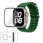 Correia de Relógio em Silicone Ocean com Filme Curvo 3D, Para Apple Watch Series 40mm, Para Apple Watch Ultra 2 / 1 49mm, Para Apple Watch Series 45mm