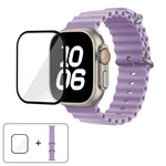Correia de Relógio em Silicone Ocean com Filme Curvo 3D, Para Apple Watch Series 40mm, Para Apple Watch Ultra 2 / 1 49mm, Para Apple Watch Series 45mm