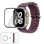 Correia de Relógio em Silicone Ocean com Filme Curvo 3D, Para Apple Watch Series 40mm, Para Apple Watch Ultra 2 / 1 49mm, Para Apple Watch Series 45mm