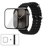 Correia de Relógio em Silicone Ocean com Filme Curvo 3D, Para Apple Watch Series 41mm, Para Apple Watch Series 38mm, Para Apple Watch Series 42mm