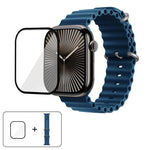 Correia de Relógio em Silicone Ocean com Filme Curvo 3D, Para Apple Watch Series 41mm, Para Apple Watch Series 38mm, Para Apple Watch Series 42mm