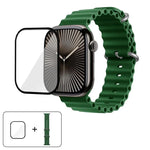 Correia de Relógio em Silicone Ocean com Filme Curvo 3D, Para Apple Watch Series 41mm, Para Apple Watch Series 38mm, Para Apple Watch Series 42mm
