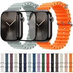 Correia de Relógio em Silicone Ocean com Filme Curvo 3D, Para Apple Watch Series 41mm, Para Apple Watch Series 38mm, Para Apple Watch Series 42mm