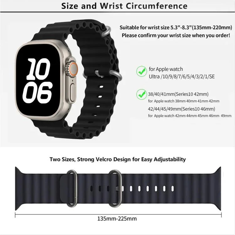 Correia de Relógio em Silicone Ocean com Filme Curvo 3D, Para Apple Watch Series 40mm, Para Apple Watch Ultra 2 / 1 49mm, Para Apple Watch Series 45mm