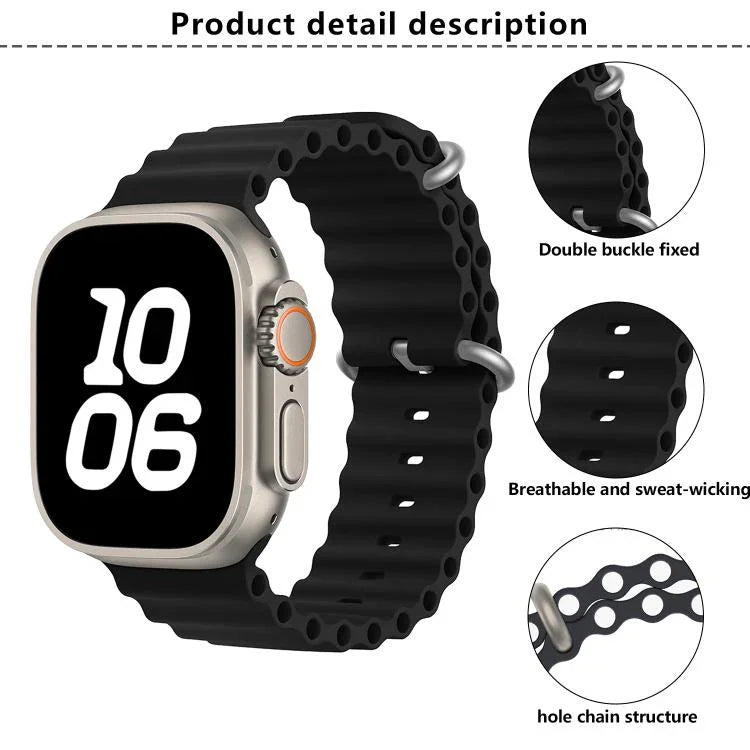Correia de Relógio em Silicone Ocean com Filme Curvo 3D, Para Apple Watch Series 10 46mm, Para Apple Watch Series 10 42mm, Para Apple Watch Series 44mm