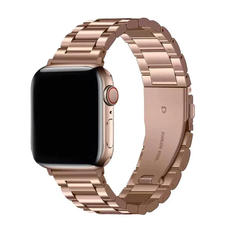 Bracelete Três Contas em Aço Inoxidável com Filme Curvo 3D, Para Apple Watch Ultra 2 / 1 49mm, Para Apple Watch Series 45mm, Para Apple Watch Series 41mm, Para Apple Watch Series 38mm