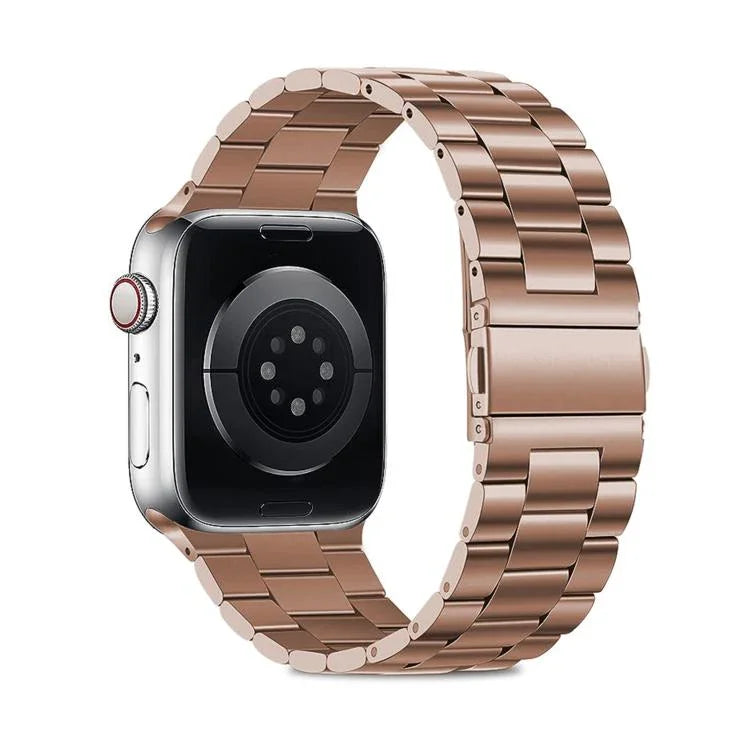 Bracelete Três Contas em Aço Inoxidável com Filme Curvo 3D, Para Apple Watch Ultra 2 / 1 49mm, Para Apple Watch Series 45mm, Para Apple Watch Series 41mm, Para Apple Watch Series 38mm