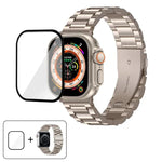 Bracelete Três Contas em Aço Inoxidável com Filme Curvo 3D, Para Apple Watch Ultra 2 / 1 49mm, Para Apple Watch Series 45mm, Para Apple Watch Series 41mm, Para Apple Watch Series 38mm