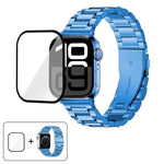 Bracelete Três Contas em Aço Inoxidável com Filme Curvo 3D, Para Apple Watch Ultra 2 / 1 49mm, Para Apple Watch Series 45mm, Para Apple Watch Series 41mm, Para Apple Watch Series 38mm