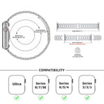 Bracelete Três Contas em Aço Inoxidável com Filme Curvo 3D, Para Apple Watch Series 10 46mm, Para Apple Watch Series 10 42mm, Para Apple Watch Series 44mm, Para Apple Watch Series 40mm