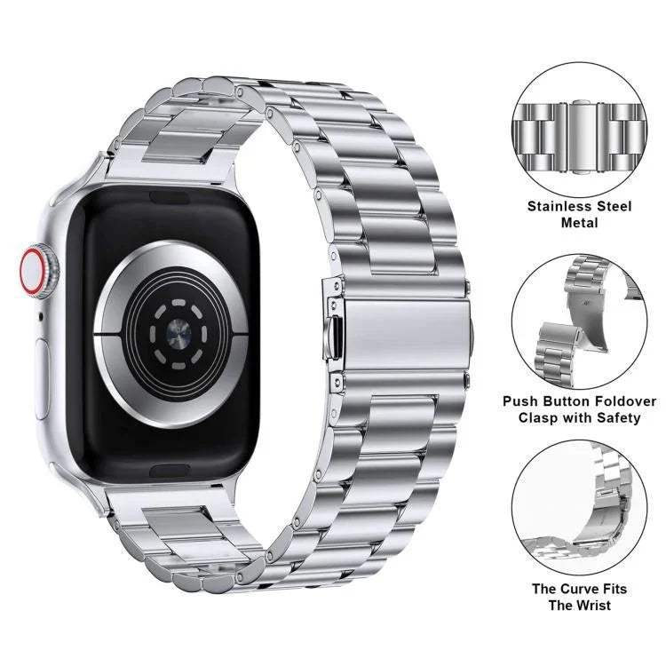 Bracelete Três Contas em Aço Inoxidável com Filme Curvo 3D, Para Apple Watch Series 42mm