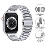 Bracelete Três Contas em Aço Inoxidável com Filme Curvo 3D, Para Apple Watch Ultra 2 / 1 49mm, Para Apple Watch Series 45mm, Para Apple Watch Series 41mm, Para Apple Watch Series 38mm