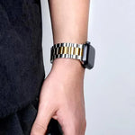 Bracelete Três Contas em Aço Inoxidável com Filme Curvo 3D, Para Apple Watch Ultra 2 / 1 49mm, Para Apple Watch Series 45mm, Para Apple Watch Series 41mm, Para Apple Watch Series 38mm