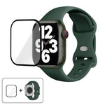 Correia de Relógio em Silicone com Fivela Borboleta e Filme Curvo 3D, Para Apple Watch Series 10 46mm, Para Apple Watch Series 10 42mm, Para Apple Watch Series 44mm