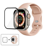 Correia de Relógio em Silicone com Fivela Borboleta e Filme Curvo 3D, Para Apple Watch Series 40mm, Para Apple Watch Ultra 2 / 1 49mm, Para Apple Watch Series 45mm